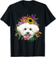 Floral Bichon Frise Dog Spring Nature Dog Lovers T-Shirt - T-Shirt | Black