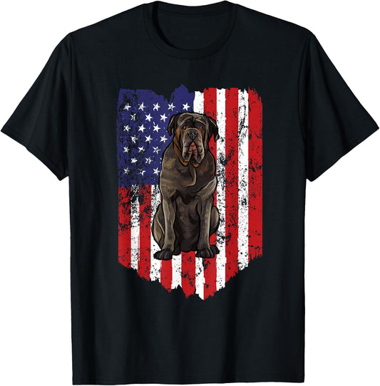 American Flag Neapolitan Mastiff 4th Of July USA T-Shirt - T-Shirt | Black