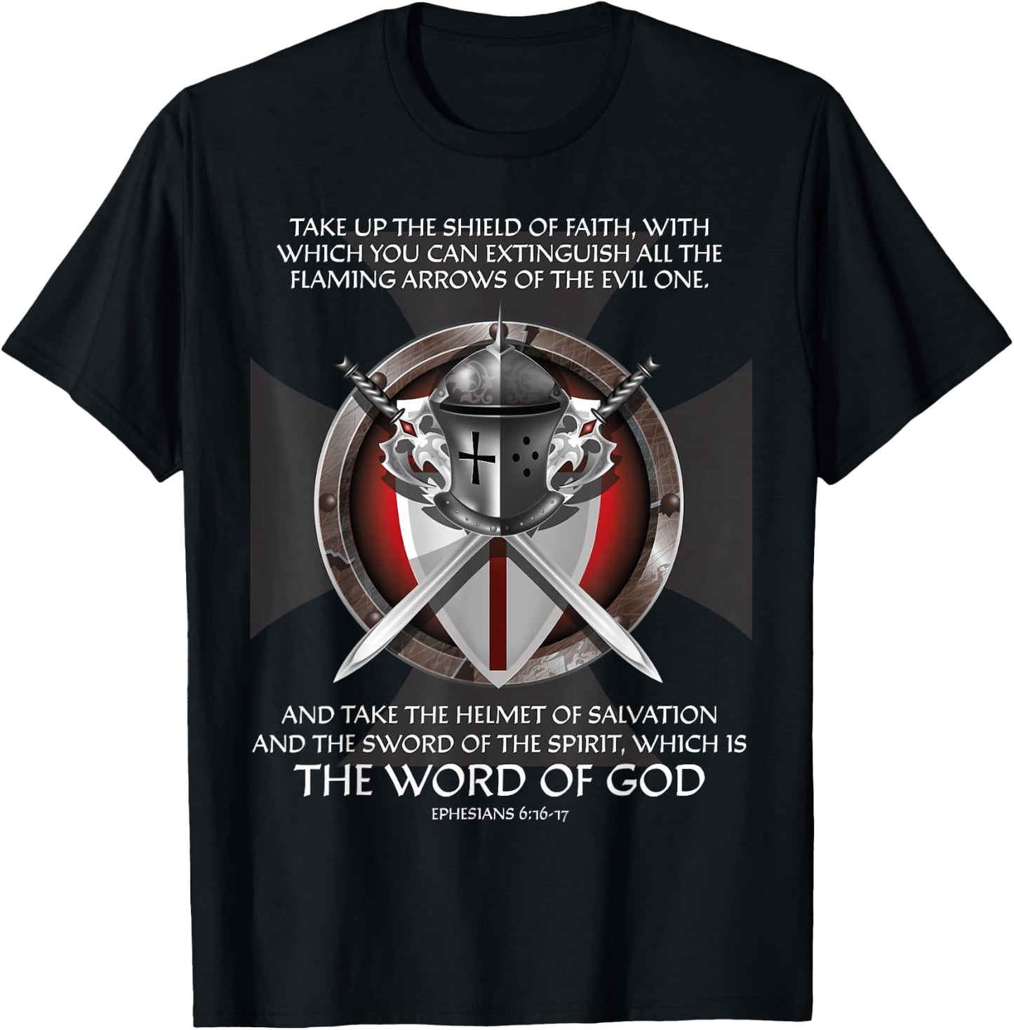 Armor of God Christian Bible Verse Religious Faith Graphic T-Shirt - T-Shirt | Black