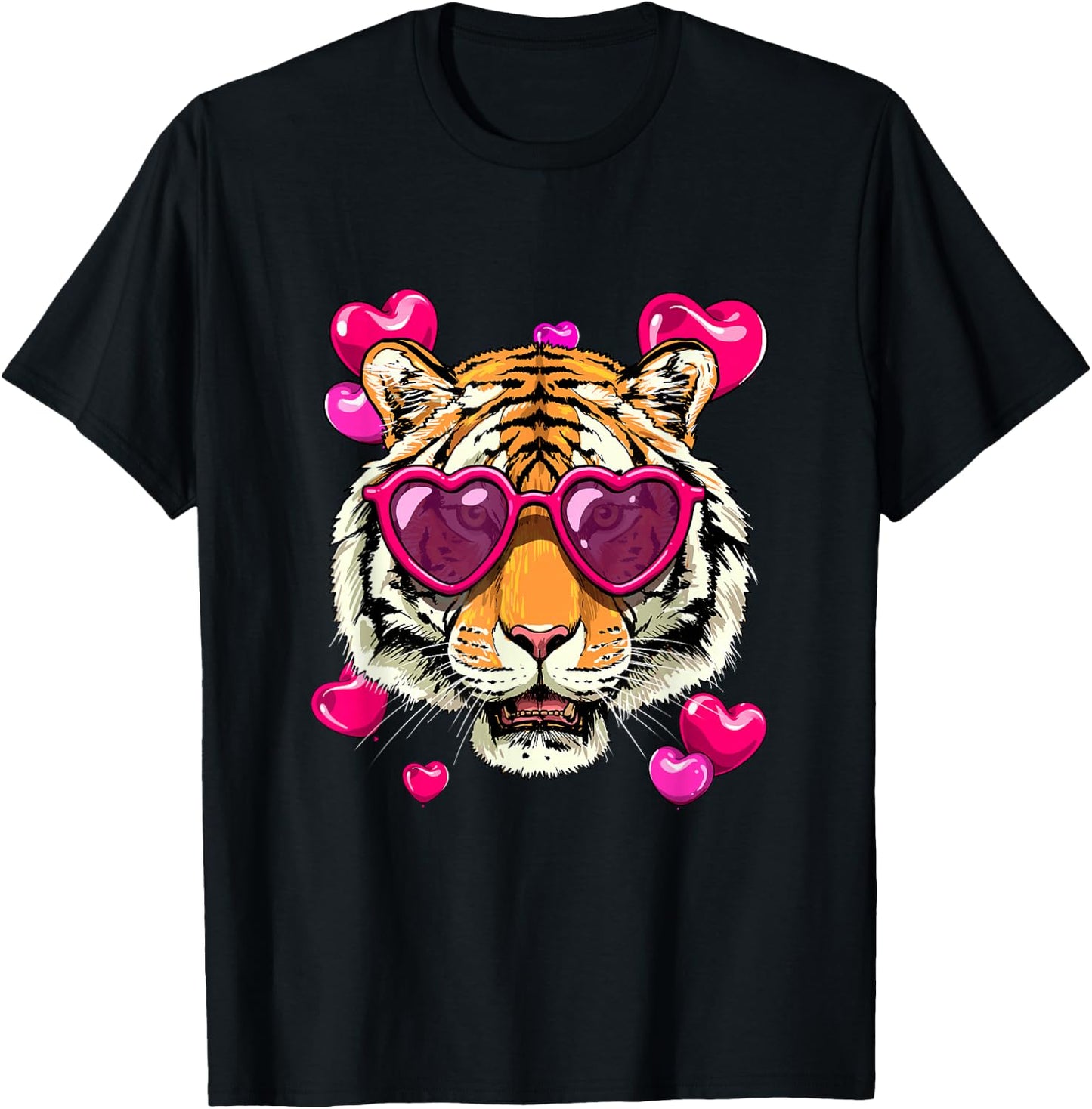 Bengal Tiger Shirt Valentines Tiger Animal Face Tiger Lover T-Shirt - T-Shirt | Black