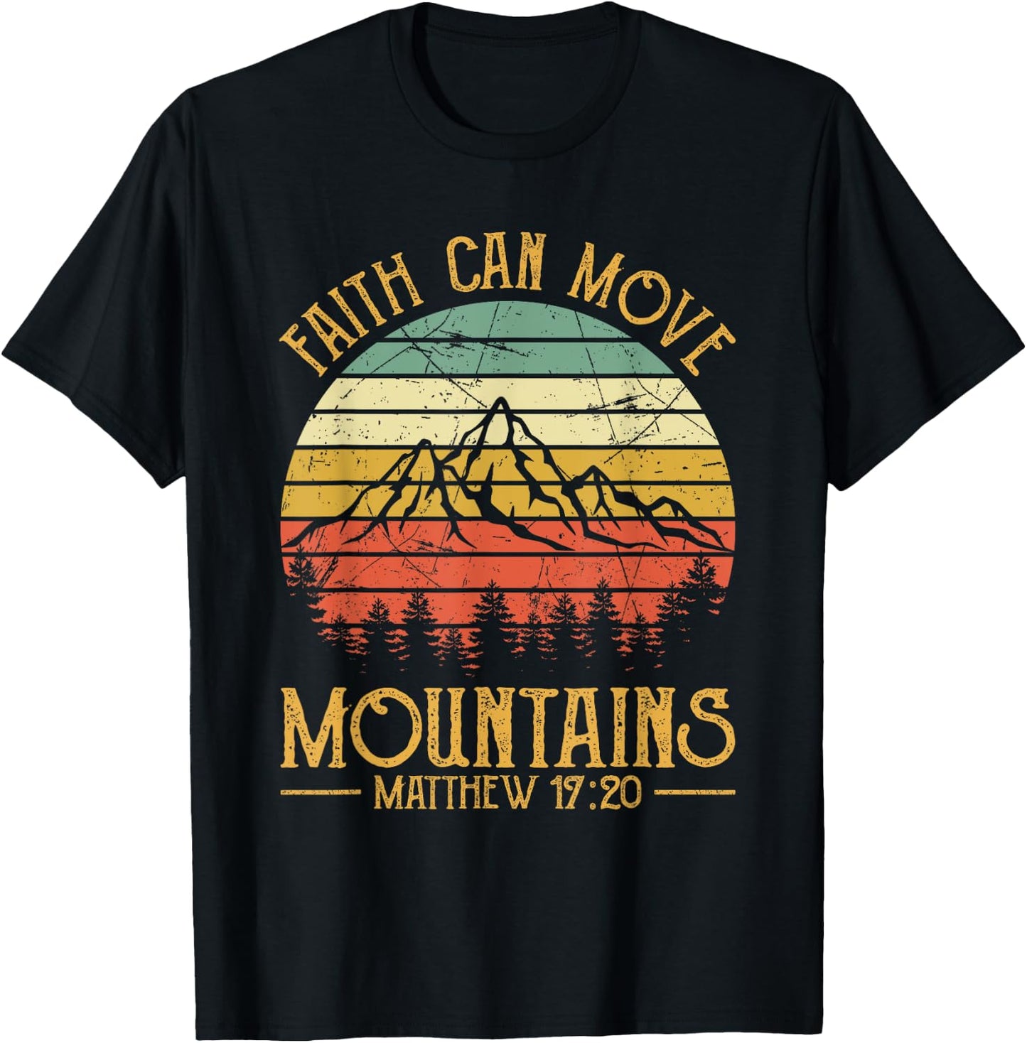 Faith Can Move Mountains Kids Christian T-Shirt - T-Shirt | Black
