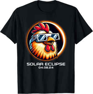 Total Solar Eclipse 2024 Chicken Totality Cute Matching T-Shirt - T-Shirt | Black