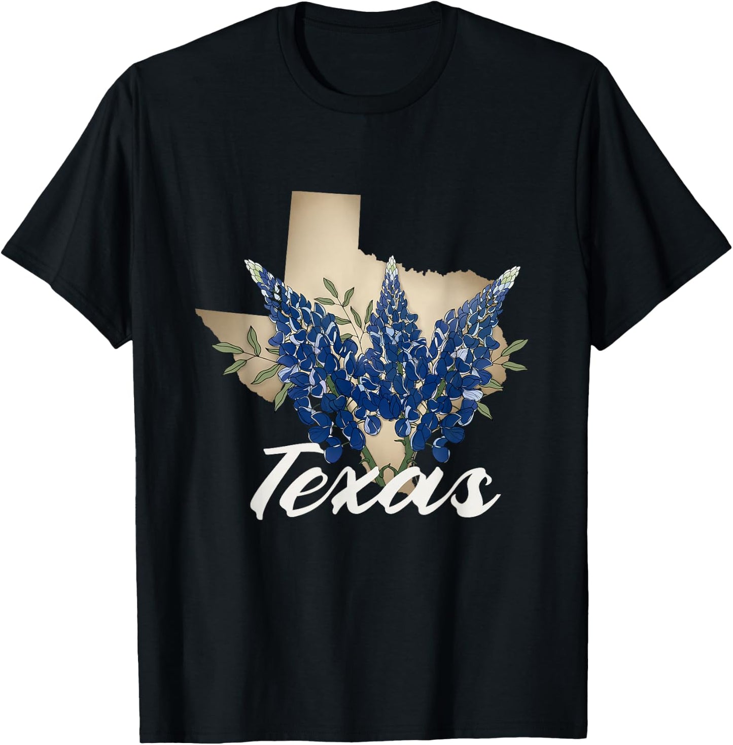 Texas Bluebonnet Pride with Spring Wildflowers T-Shirt - T-Shirt | Black