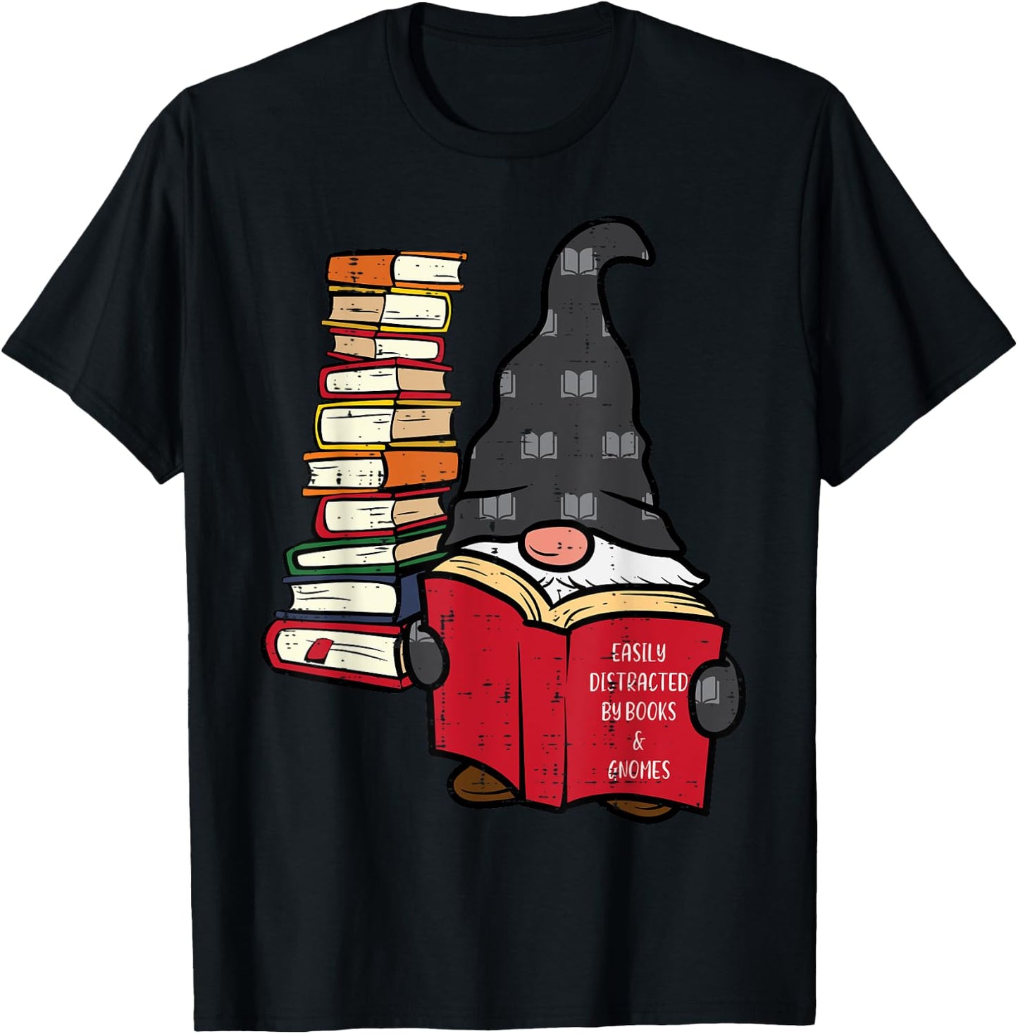 Gnome Read Reading Book Librarian Across America Women Kids T-Shirt - T-Shirt | Black