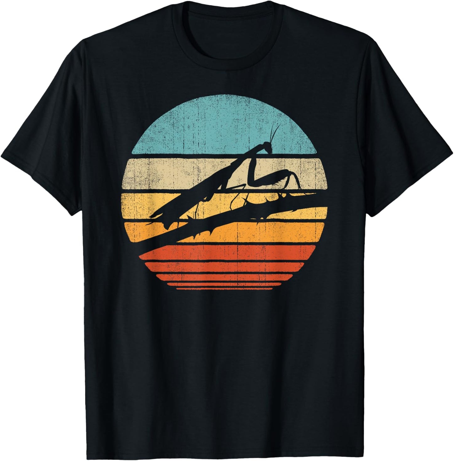 Praying Mantis Retro Vintage 60s 70s Sunset Bug Insect Men T-Shirt - T-Shirt | Black