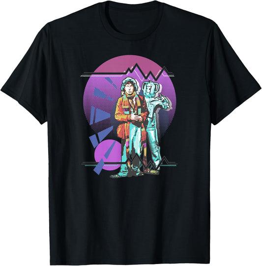 Pop Art 4th Doctor Baker Cosmic Time Travel Fan T-Shirt - T-Shirt | Black