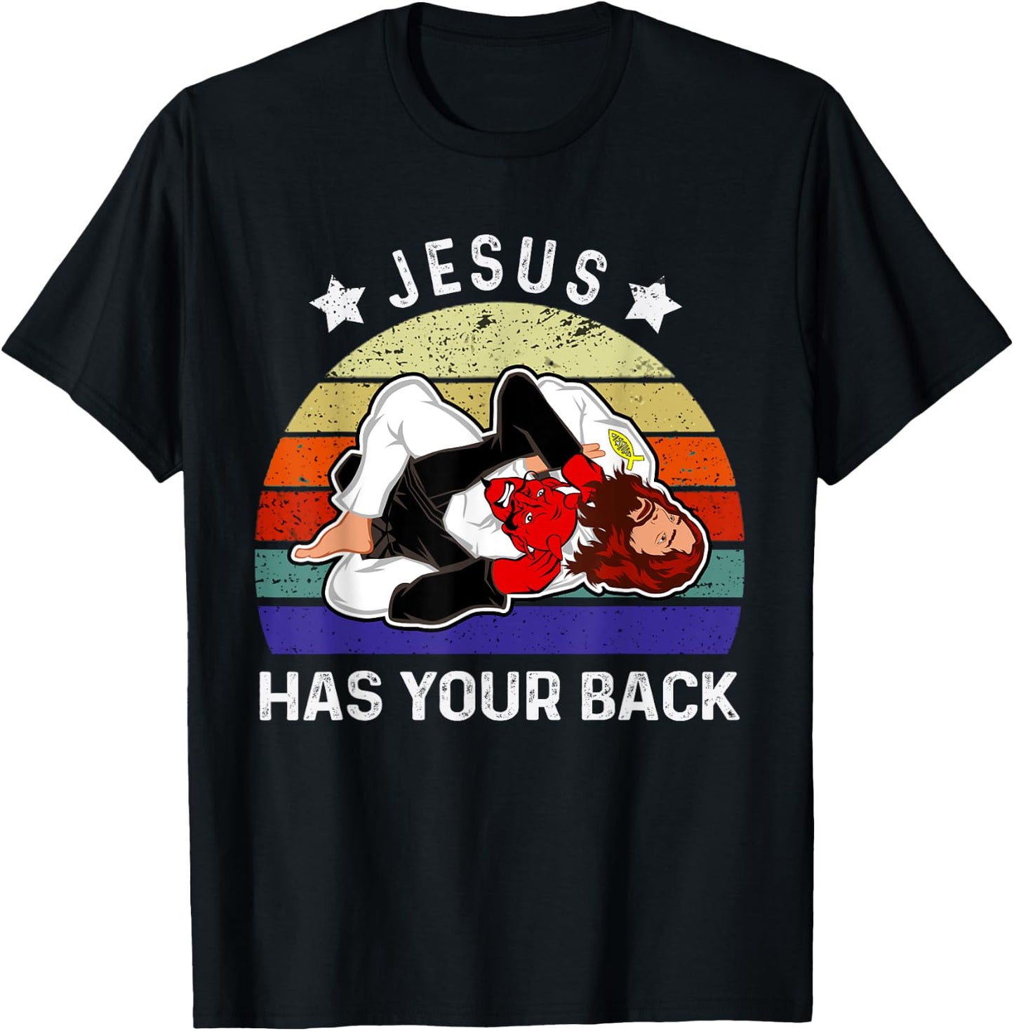 Brazilian Jiu Jitsu Jesus Jesus Has Your Back T-Shirt - T-Shirt | Black