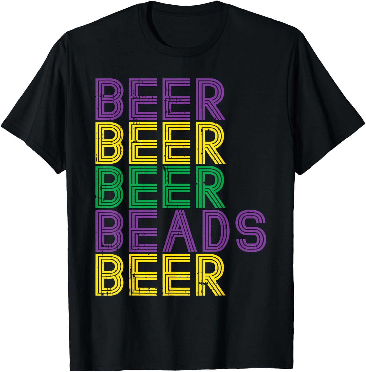 Retro Beer Beads Funny Mardi Gras Party Carnival Men Women T-Shirt - T-Shirt | Black