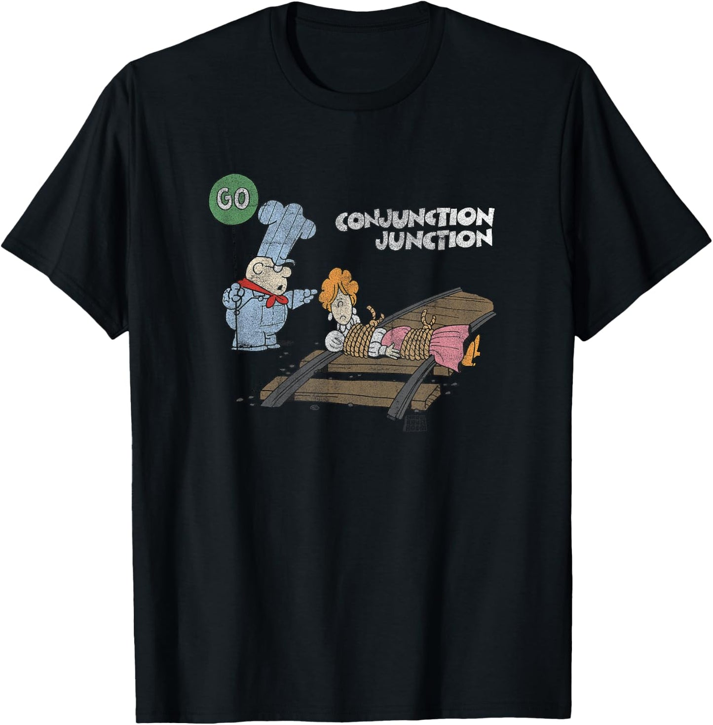 Schoolhouse Rock Conjunction Junction Railroad Vintage T-Shirt - T-Shirt | Black