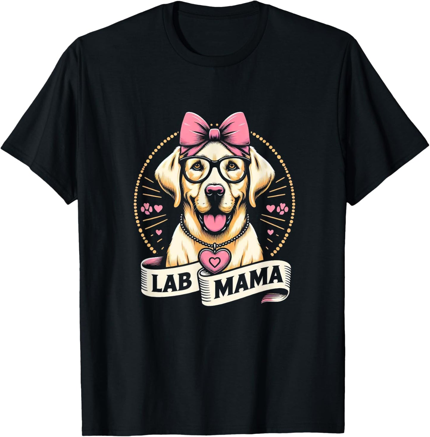 Lab Mama Labrador Retriever Mom Dog Glasses Graphic Design Men Women Girls Kids T-Shirt - T-Shirt | Black