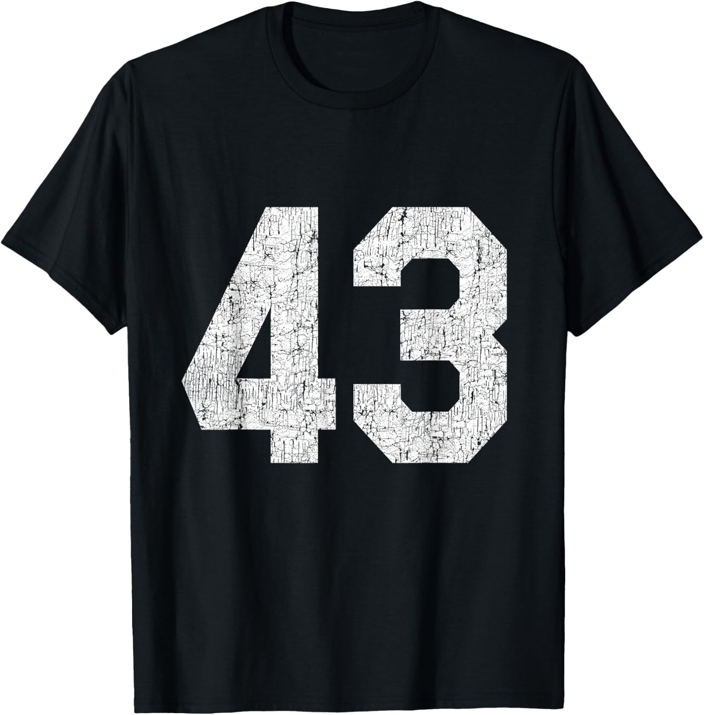 #43 Jersey Uniform Varsity Sports Number, 43rd Birthday T-Shirt - T-Shirt | Black