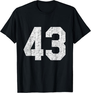 #43 Jersey Uniform Varsity Sports Number, 43rd Birthday T-Shirt - T-Shirt | Black
