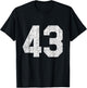 #43 Jersey Uniform Varsity Sports Number, 43rd Birthday T-Shirt - T-Shirt | Black