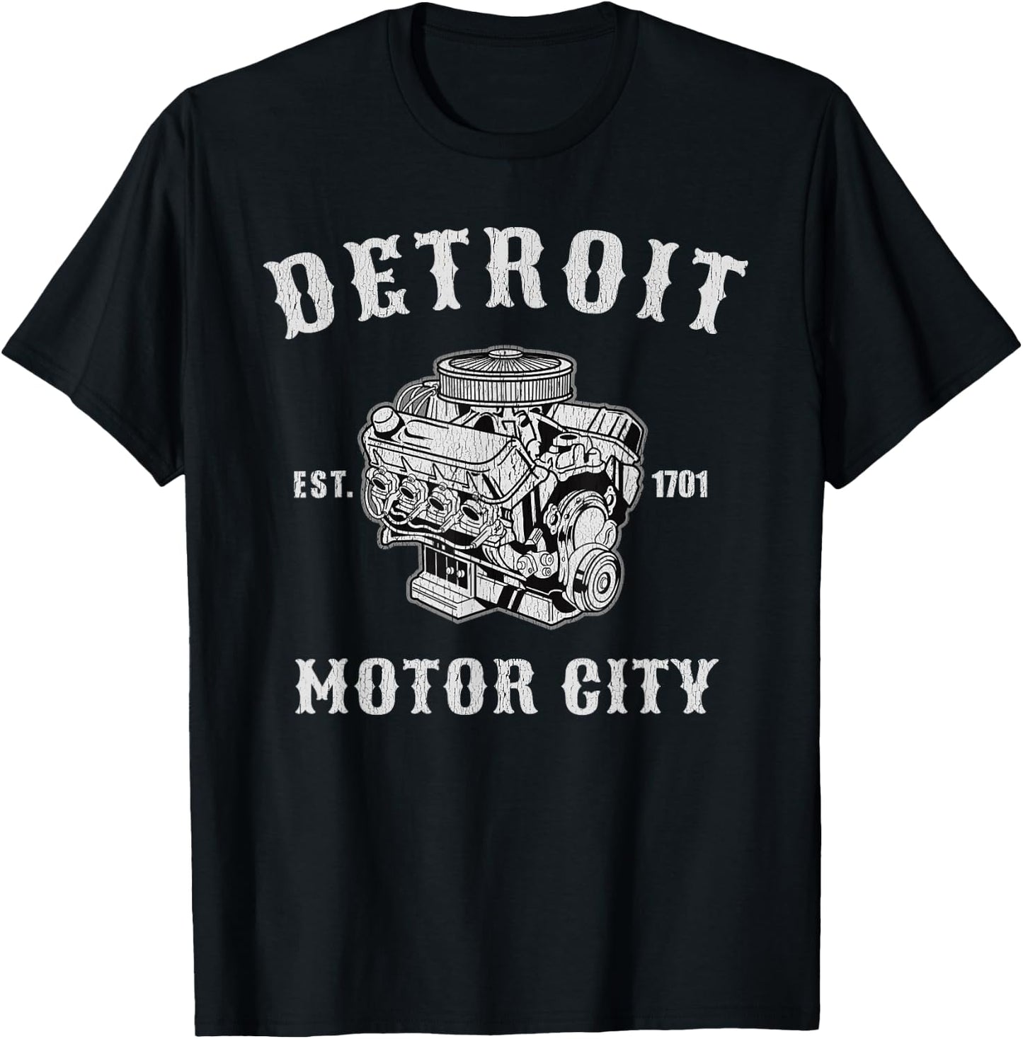 Vintage Big Block Detroit Motor City Michigan Car Enthusiast T-Shirt - T-Shirt | Black