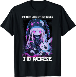 I'm Not Like Other Girls I'm Worse Goth Bunny Anime Girl T-Shirt - T-Shirt | Black