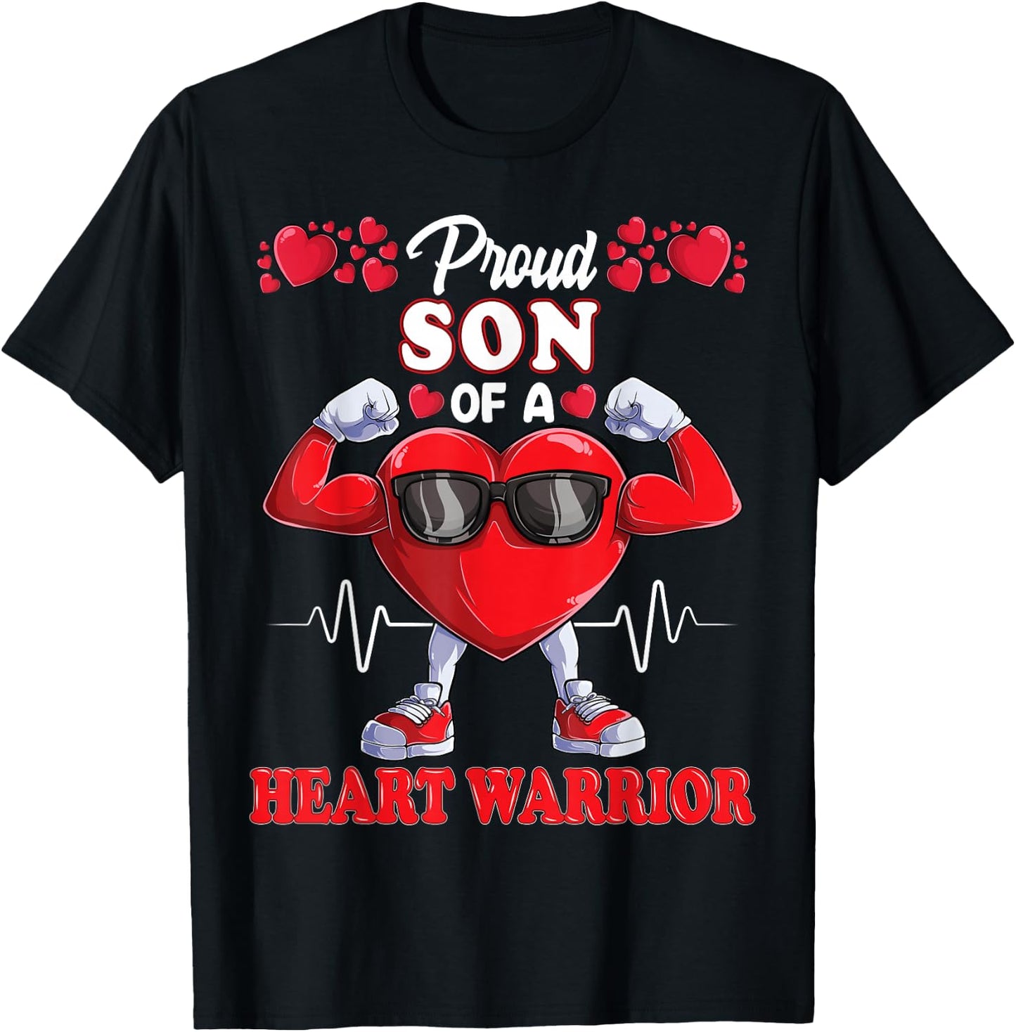 Proud Son of a Heart Warrior CHD Awareness T-Shirt - T-Shirt | Black