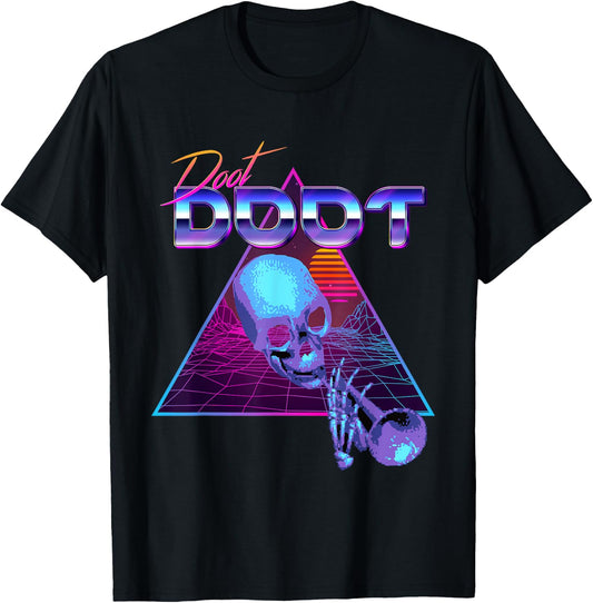 Doot Doot Mr Skeltal Synthwave Streetwear T-Shirt - T-Shirt | Black