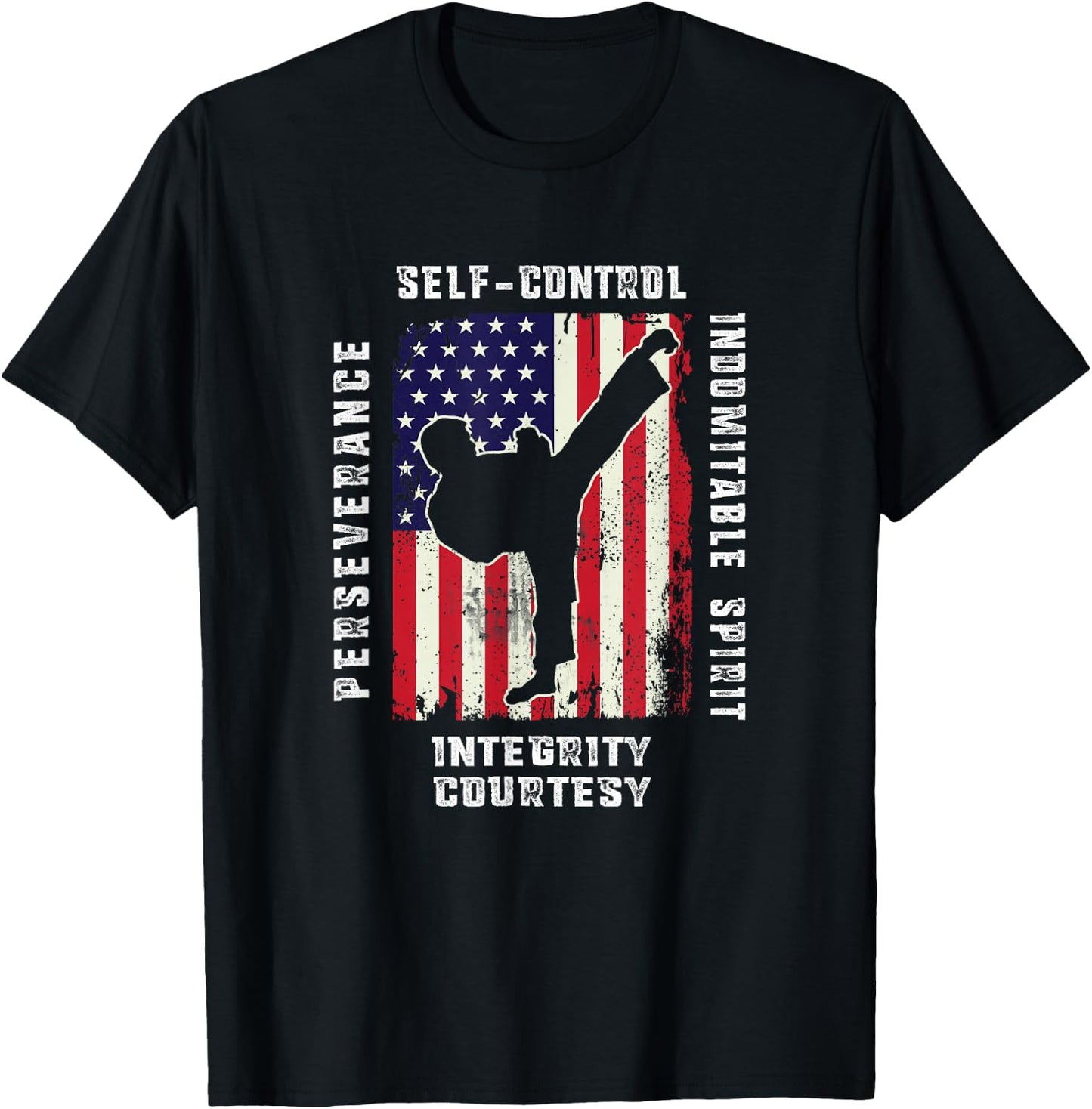Cool American Flag Taekwondo Gift | Tae Kwon Do Martial Arts Small T-Shirt - T-Shirt | Black