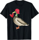 Valentine Mallard Duck Retro Groovy Hearts Valentine's Day T-Shirt - T-Shirt | Black