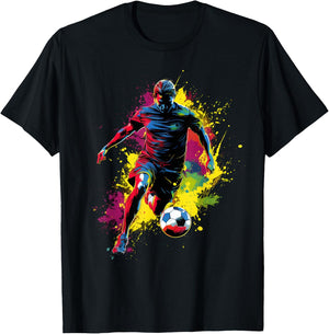 Colorful Soccer player Boy on Soccer T-Shirt - T-Shirt | Black