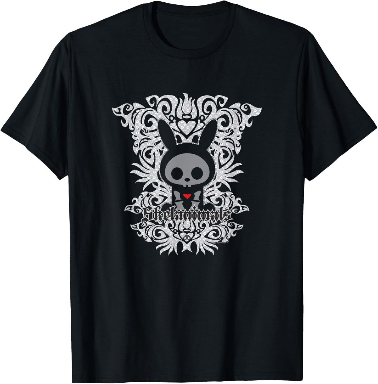 Skelanimals Jack Rabbit Vintage Floral Tribal Overlay Logo T-Shirt - T-Shirt | Black