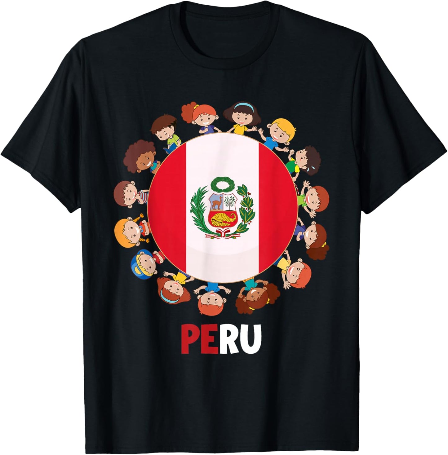 Peruvian Flag Hispanic Heritage Month Peru Kids Boys Girls T-Shirt - T-Shirt | Black
