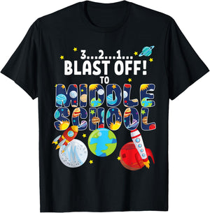 Outer Space 321 Blast Off To Middle School Graduation Party T-Shirt - T-Shirt | Black
