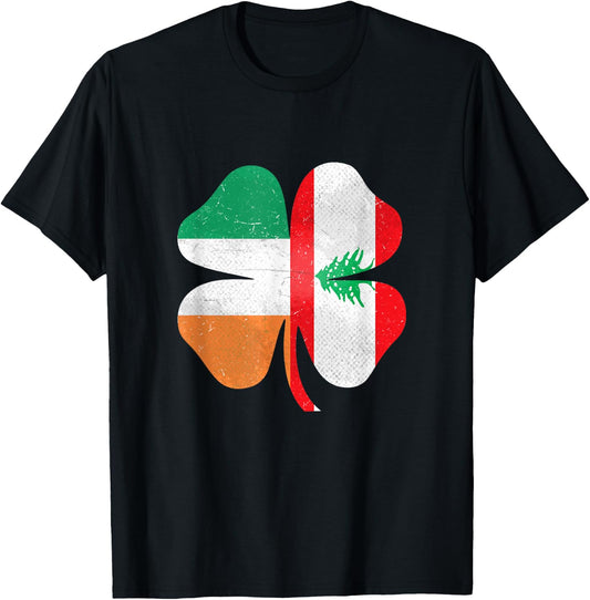 Lebanese Irish Shamrock Lebanon Ireland St. Patrick's Day T-Shirt - T-Shirt | Black