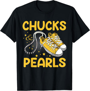 Chucks and Pearls T-Shirt - T-Shirt | Black