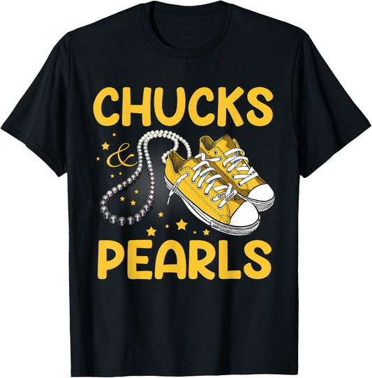 Chucks and Pearls T-Shirt - T-Shirt | Black