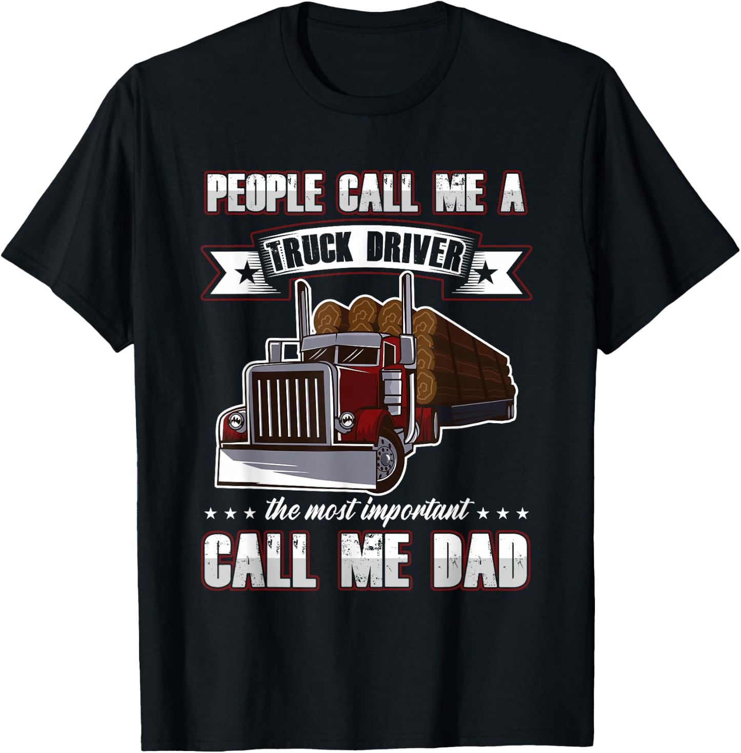 Proud Trucker Dad Truck Driver Gifts for Father's Day T-Shirt - T-Shirt | Black