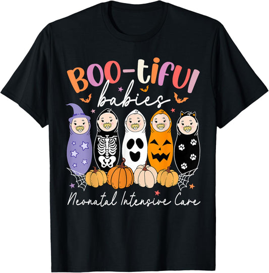 Bootiful Babies Neonatal Intensive Care NICU Nurse Halloween T-Shirt - T-Shirt | Black