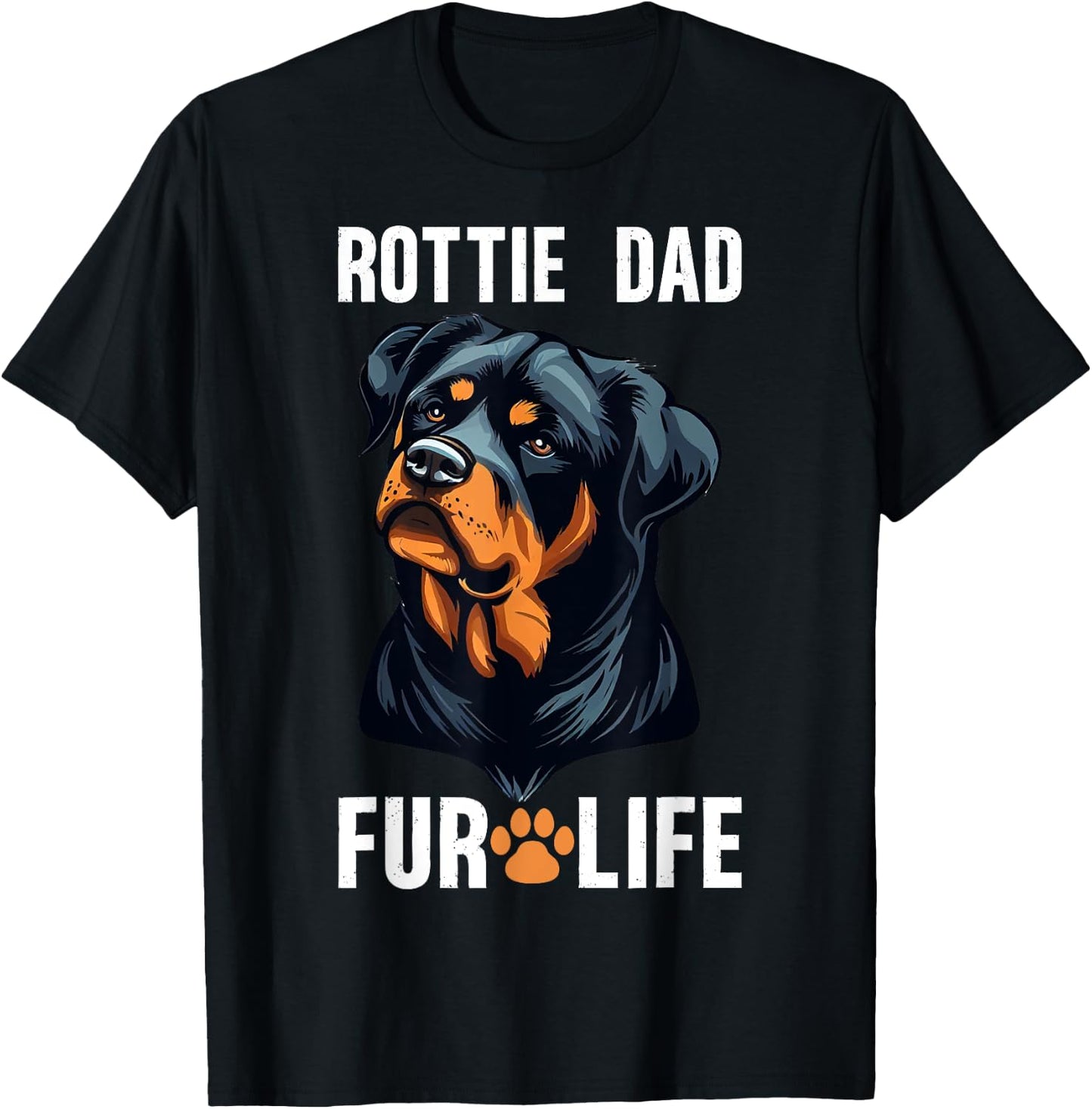 Rottie Dad Fur Life Retro Rottweiler T-Shirt - T-Shirt | Black