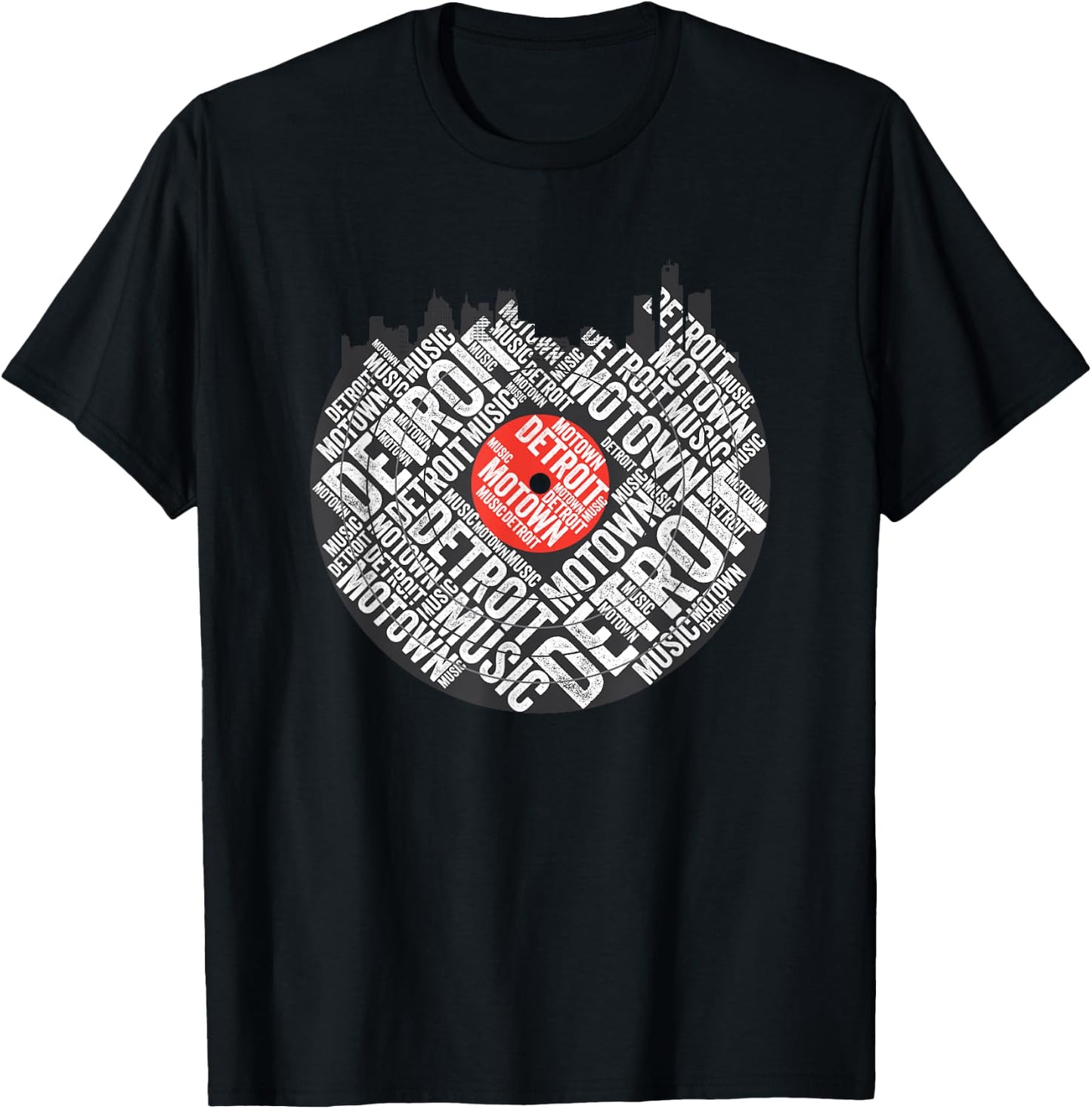 Detroit Motown Music US City America Michigan American Life T-Shirt - T-Shirt | Black