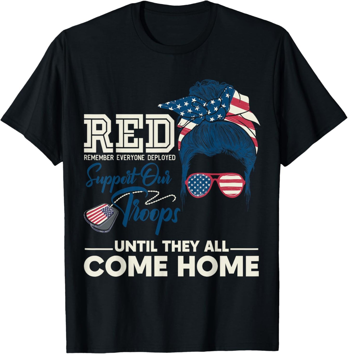 On Friday We Wear Red Friday Military Support Troops T-Shirt - T-Shirt | Black
