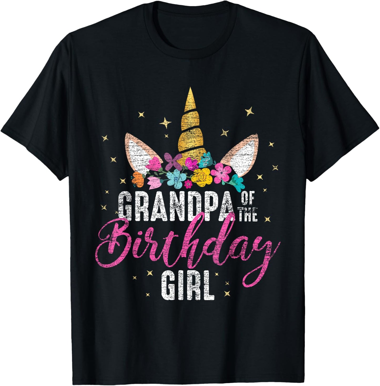 Grandpa Of The Birthday Girl Grandpa Gift Unicorn Birthday T-Shirt - T-Shirt | Black