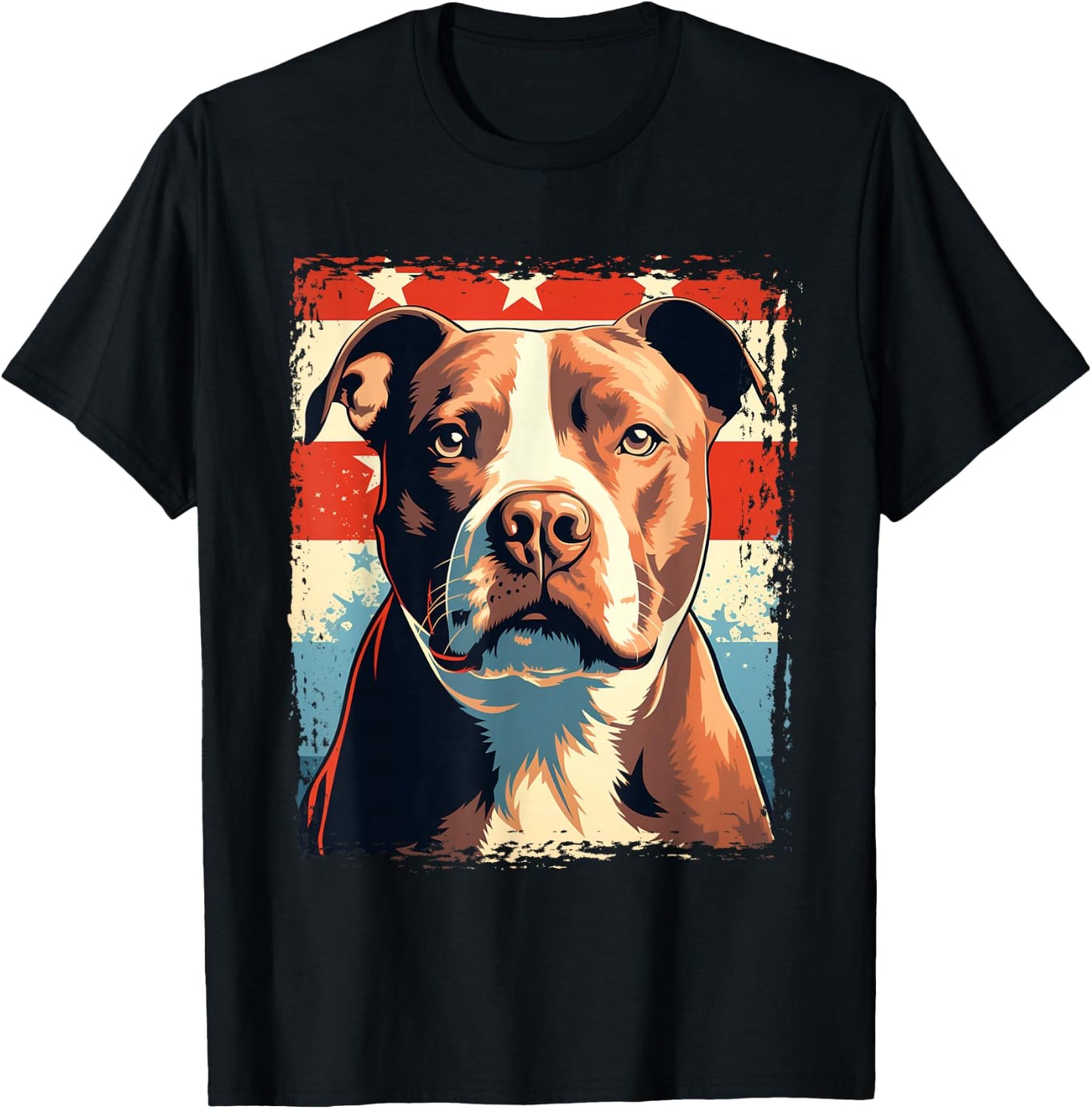 American Pitbull Terrier USA Pop Art Portrait for Dog Owners T-Shirt - T-Shirt | Black