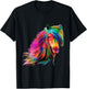 Horse Rainbow Watercolour Artistic Horse Design T-Shirt - T-Shirt | Black