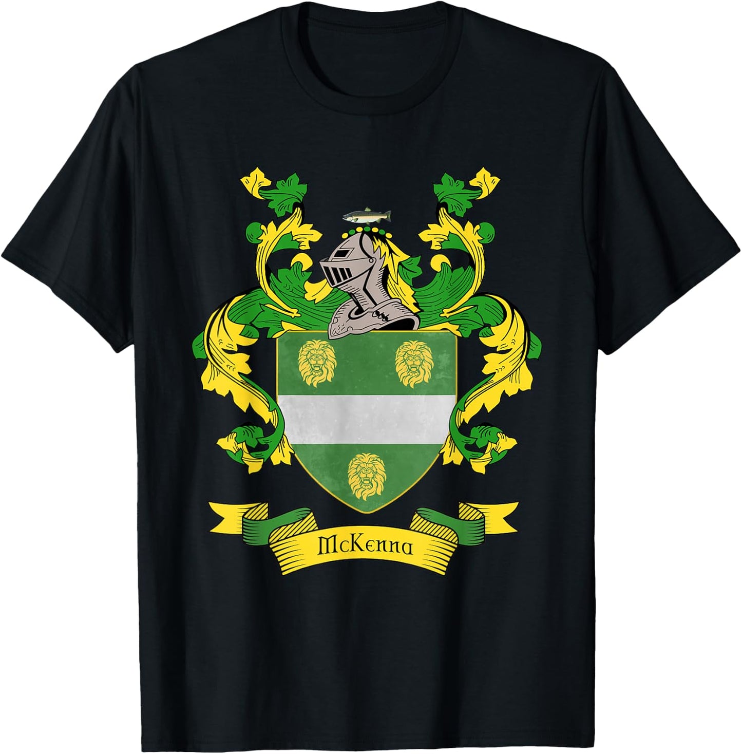 McKenna Coat of Arms | McKenna Surname Family Crest T-Shirt - T-Shirt | Black