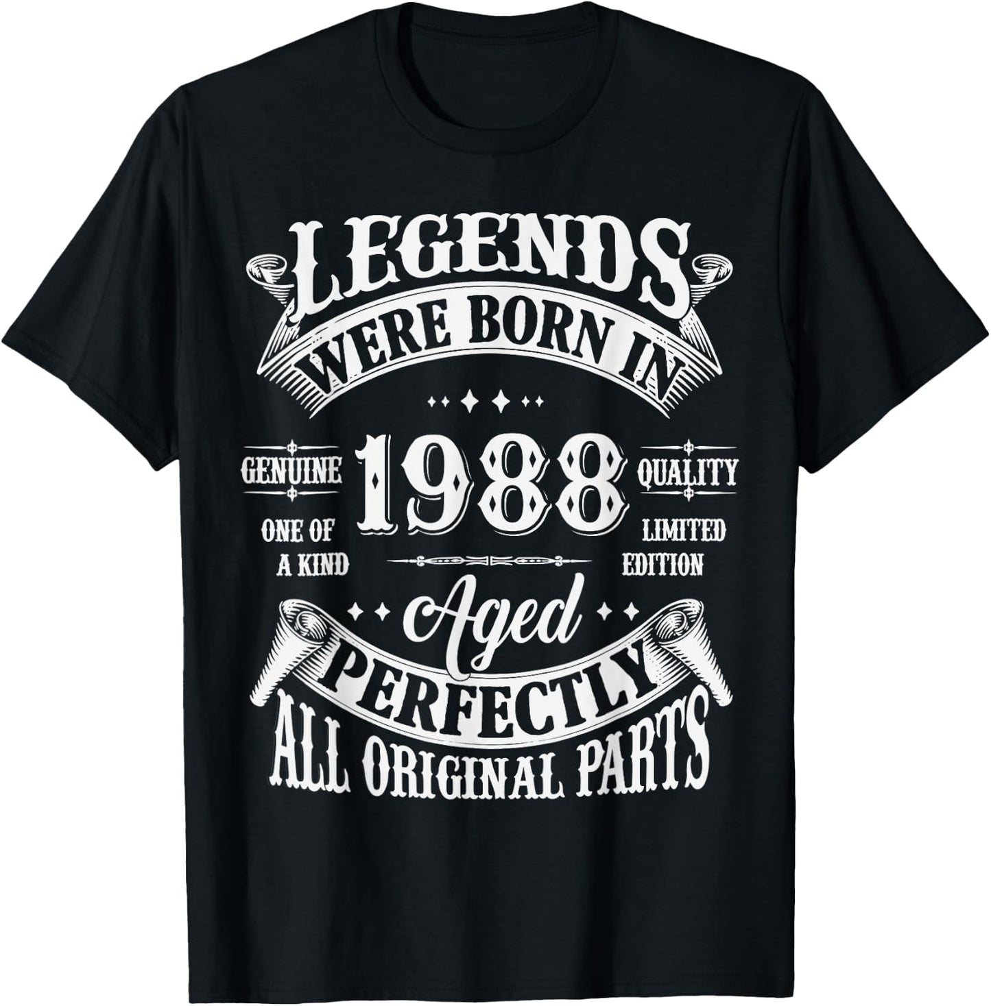 37th Birthday 37 Years Old Vintage Legends Born In 1988 T-Shirt - T-Shirt | Black
