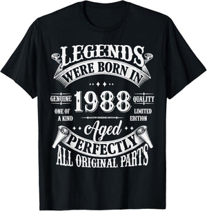 37th Birthday 37 Years Old Vintage Legends Born In 1988 T-Shirt - T-Shirt | Black