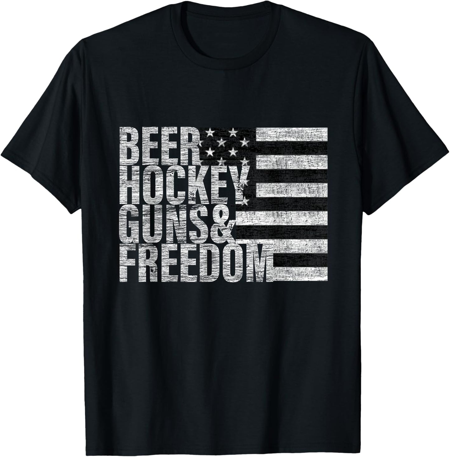 Beer Hockey Guns & Freedom T-Shirt - T-Shirt | Black