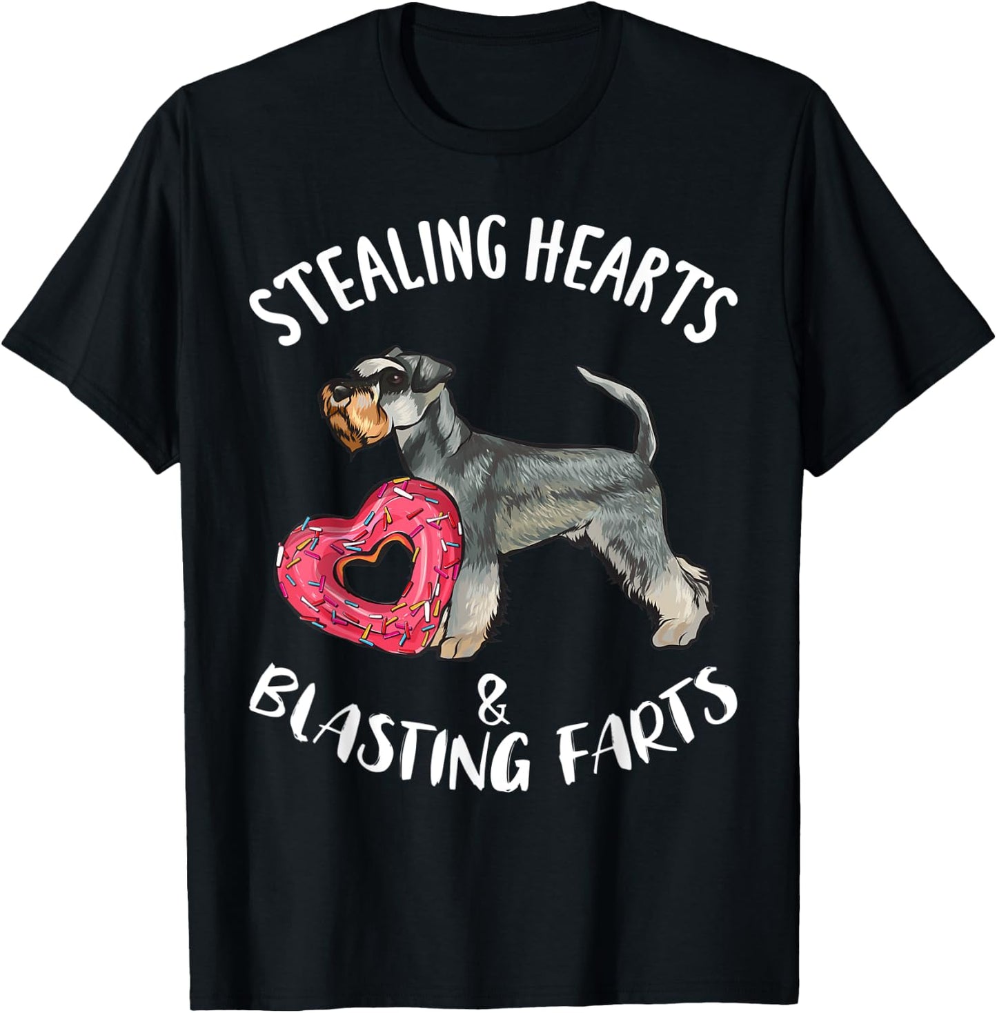 Stealing Hearts Blasting Farts Miniature Schnauzer Dog Men Women Kids T-Shirt - T-Shirt | Black