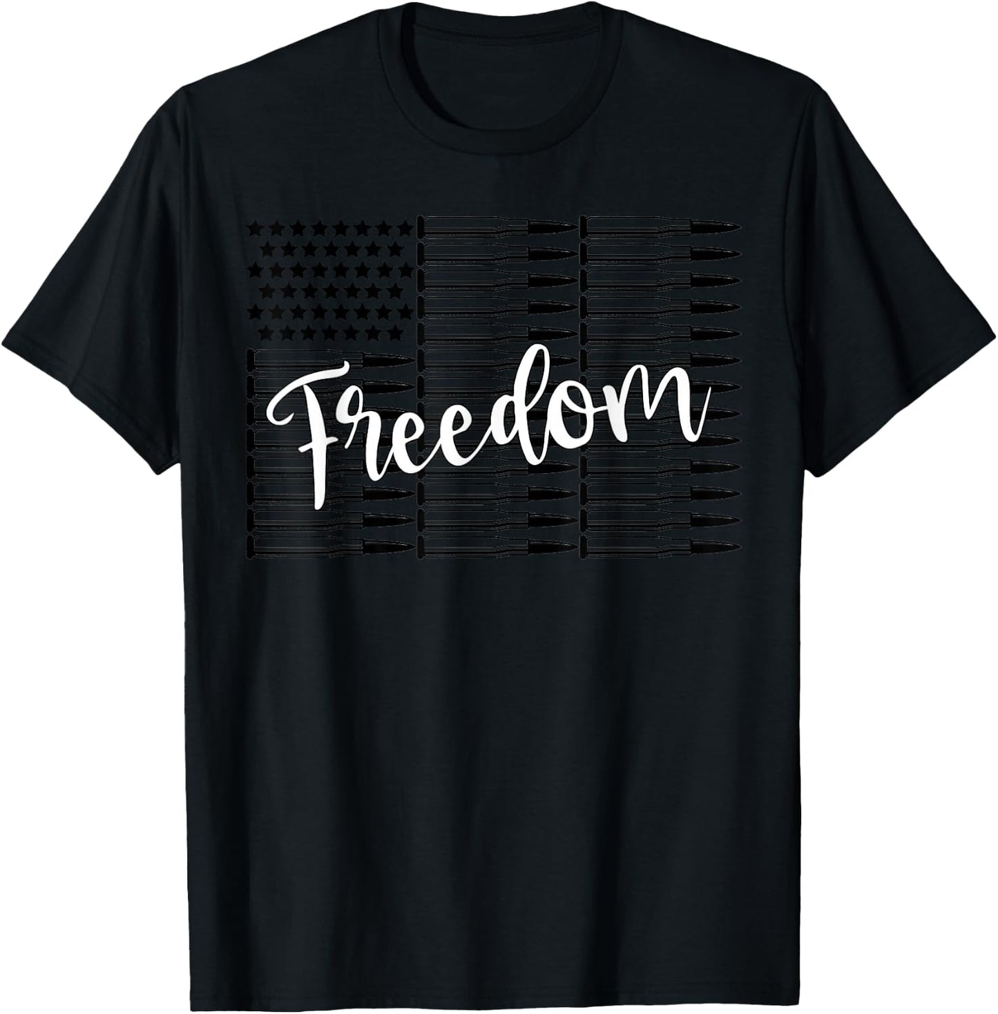Freedom Bullet American Flag Patriot Women Men T-Shirt - T-Shirt | Black