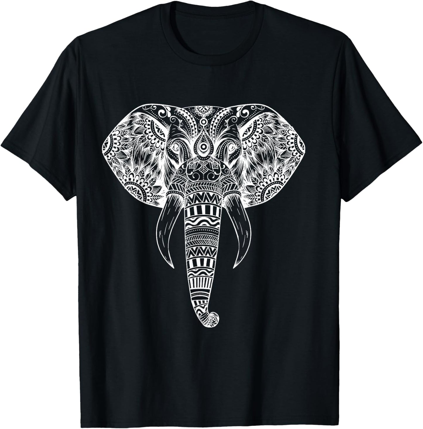Elephant Tribal Tattoo Art - Mandala Yoga Tribal Elephants T-Shirt - T-Shirt | Black