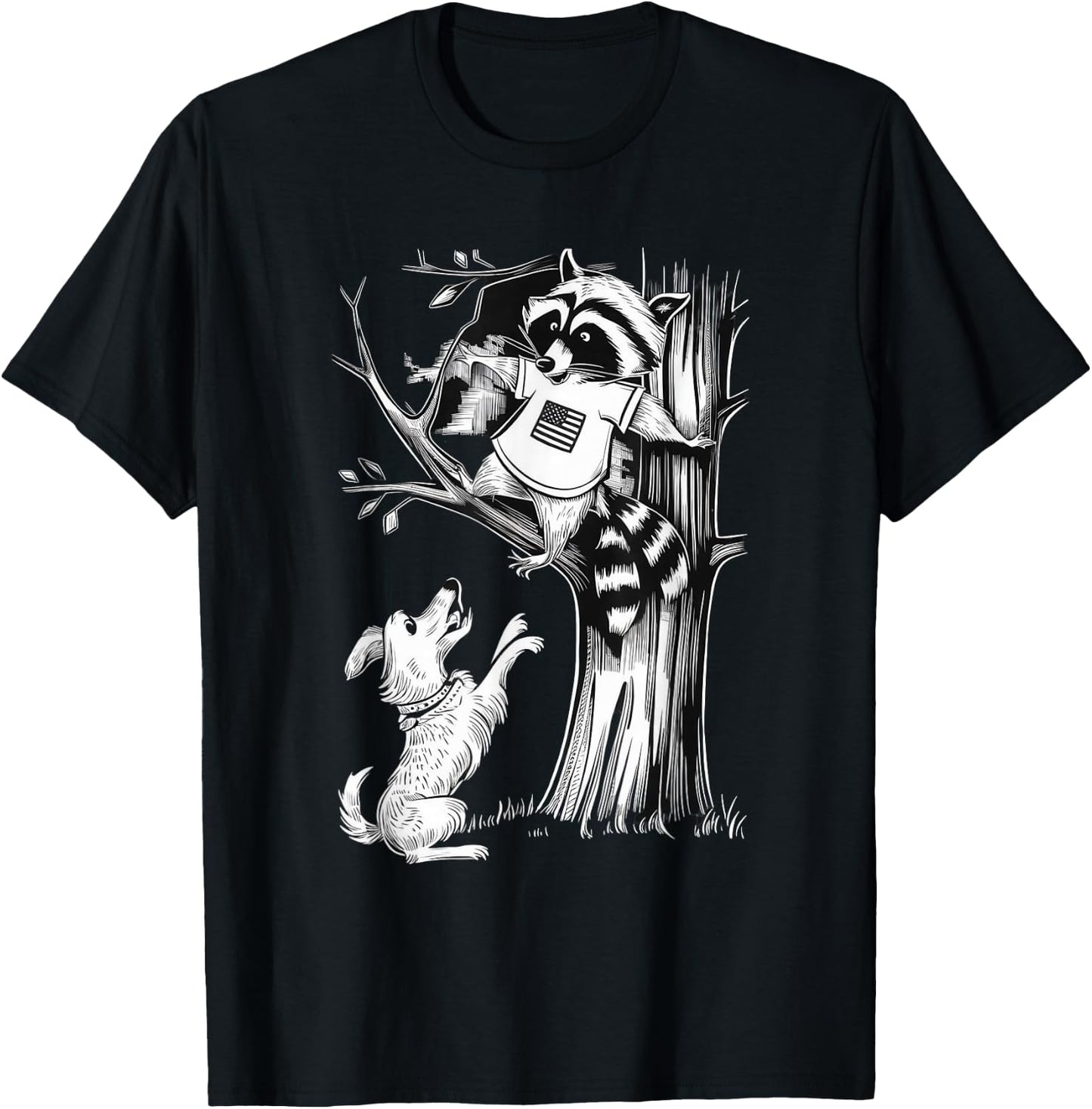 Patriotic Coon Hunting Dogs American Flag men women T-Shirt - T-Shirt | Black