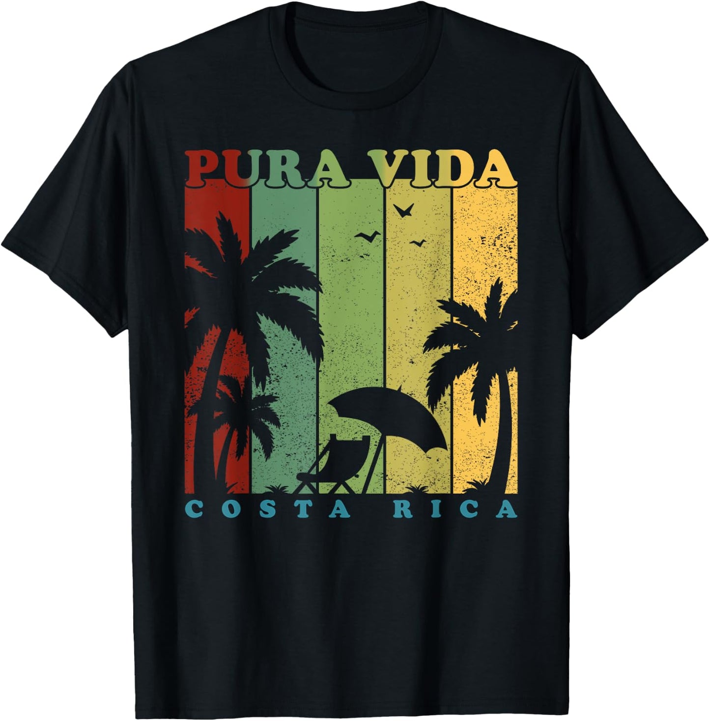 Vintage Retro Summer Vacation Costa Rica Pura Vida Beach Men Women Girls Kids T-Shirt - T-Shirt | Black