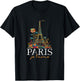 Paris Je T'aime Floral Eiffel Tower France French Souvenirs T-Shirt - T-Shirt | Black