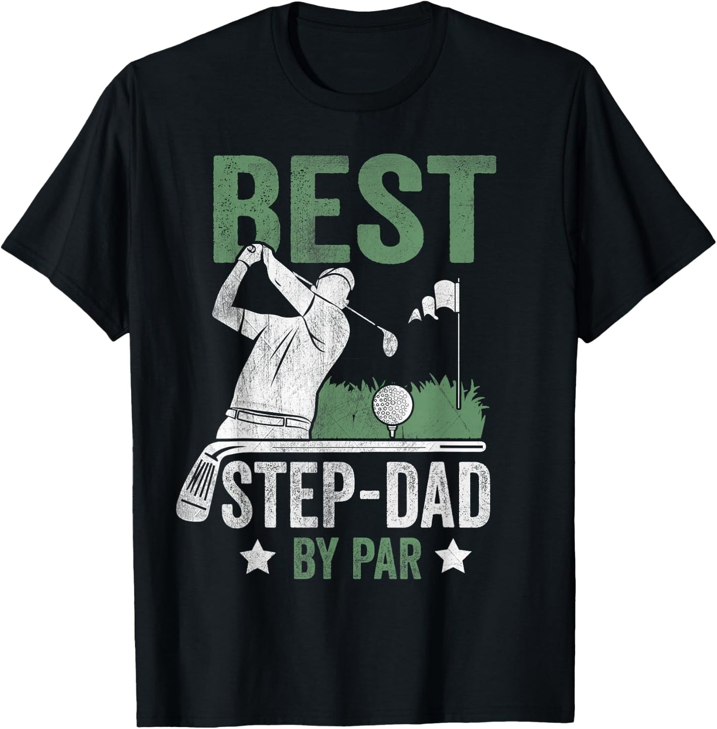 Best Step-Dad By Par Father's Day Golf Gift T-Shirt - T-Shirt | Black