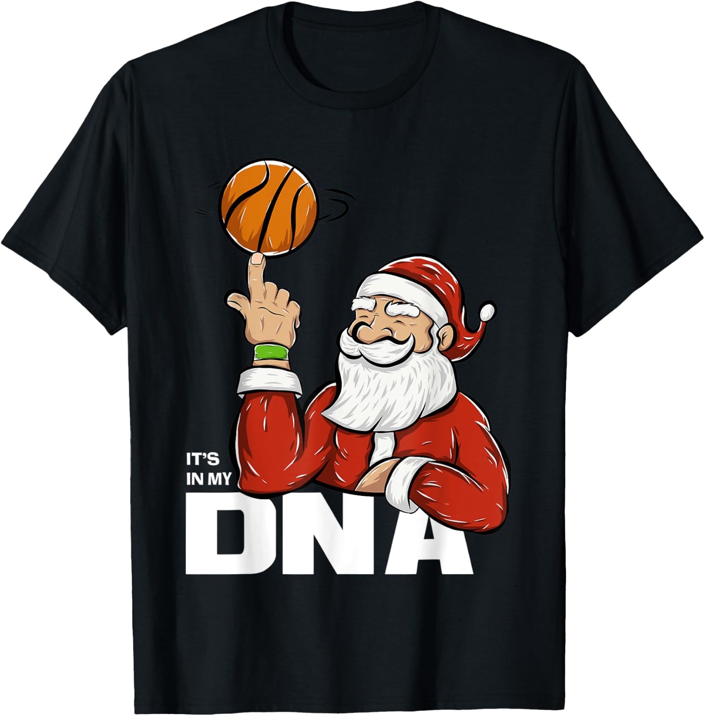 It's In My DNA | Santa Playing Basketball T-Shirt - T-Shirt | Black